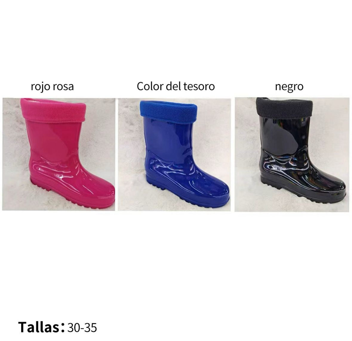 310229/31 - $155 por par (Caja con 10 pares por color) Bota de lluvia para niños #19-22 MX