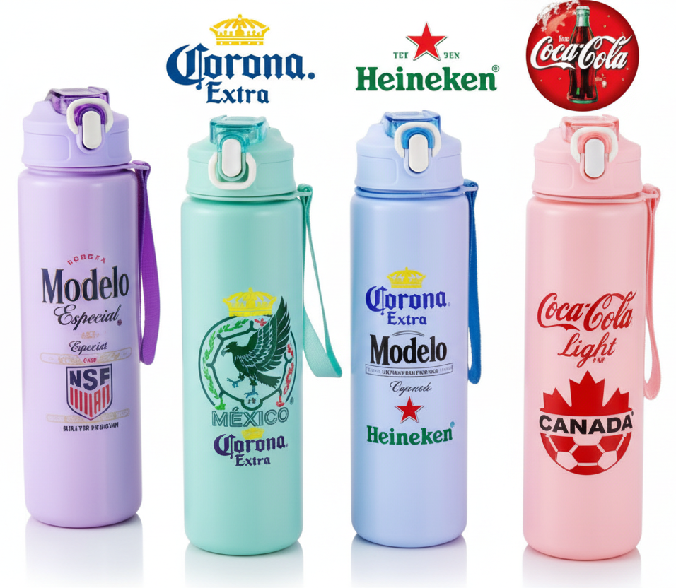 LU88409- $30CU (Caja con 100 piezas) Jarra de cerveza/agua de la Copa Mundial de la FIFA2026 de tamaño grande plástico PC 800 ml.