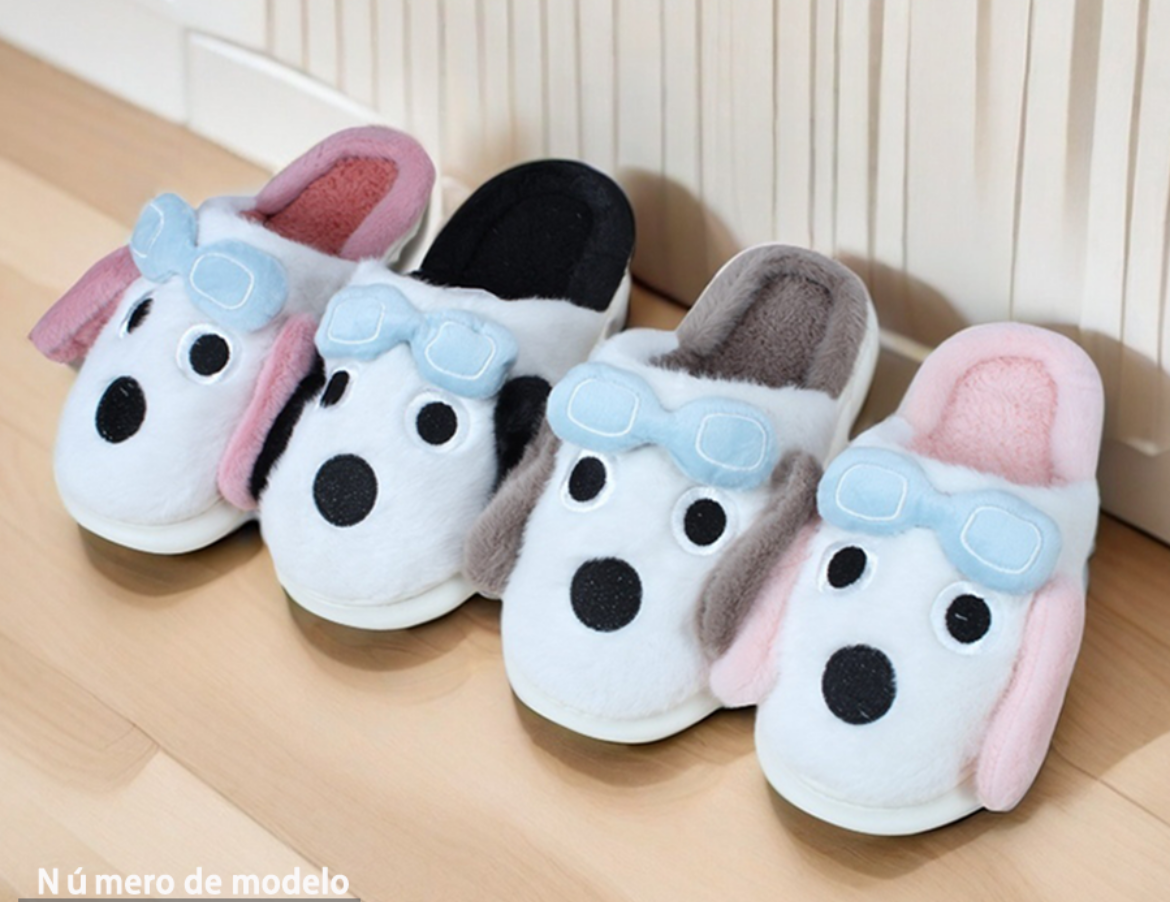 4026- Desde $125 el par #3-6 pantufla para Dama de perrito cómodas