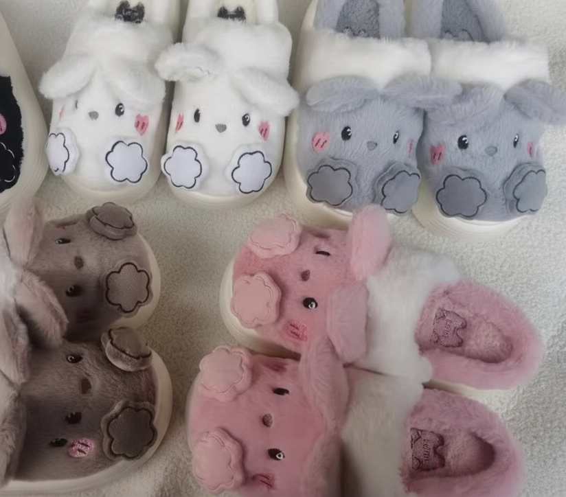 4027- Desde $130 #3-6 pantufla para Dama de conejo, orejas y patitas en 3D