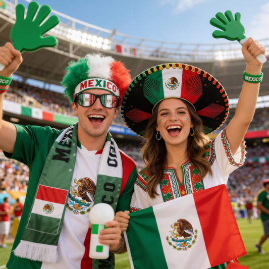 LU88622- $90CU (Caja con 40 piezas)Set de apoyo para ambientar un partido en México empaquetado individualmente