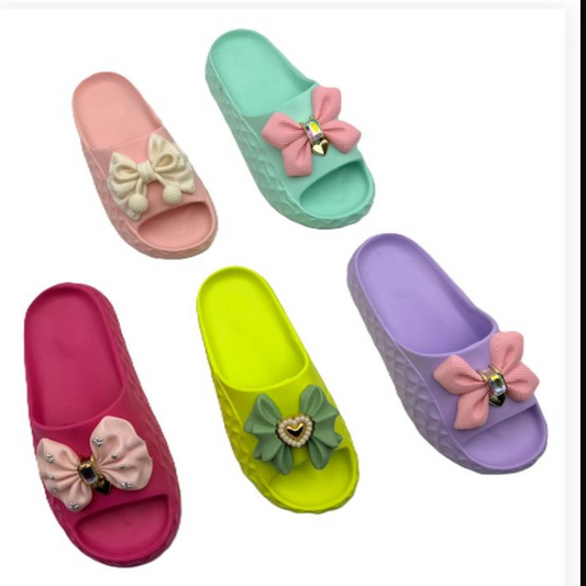 206-A1 DAMA -$80 por par (caja con 60 pares) #3-6 chancla de colores de dama con moño