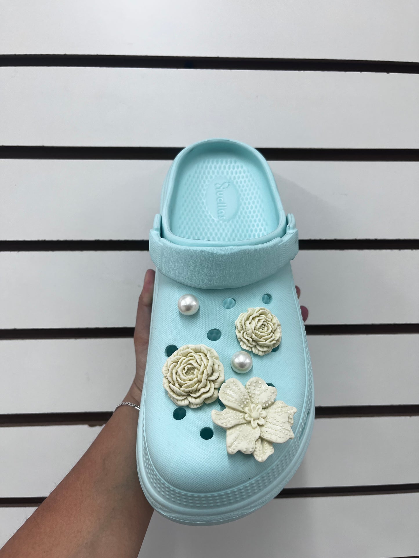 256dama-$80 por par (caja con 60 pares) #3-6 chancla casual con flores