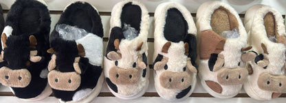 3059 - Desde $120 por par #4-7 pantufla de vaca UNISEX