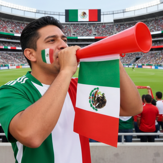 LU2491- $20 CU (Caja con 120 piezas) Altavoz de porristas del partido de la copa mundial de México 36cm. Mezcla de colores de imagen.