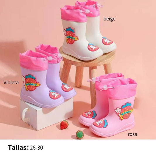 310226/28 - $165 por par (Caja con 10 pares por color) Bota de lluvia para niños #15-19 MX