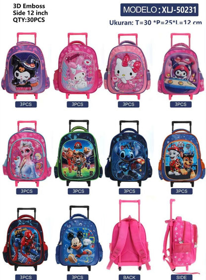 50231 - $200 c/u (Bulto con 30 pzas.) compartimento mochila 12” doble compartimento con carrito