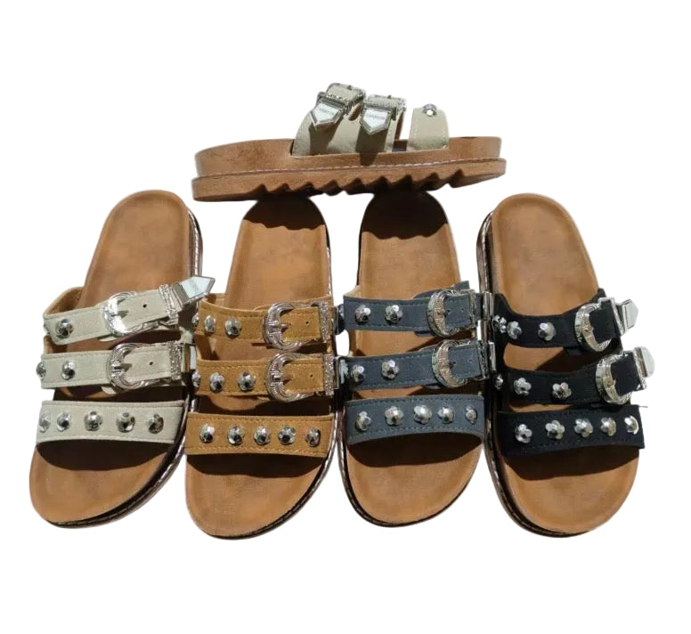 WZX-10032 - $120 por par (Caja con 24 pares) #3-6 Sandalia dama hebillas