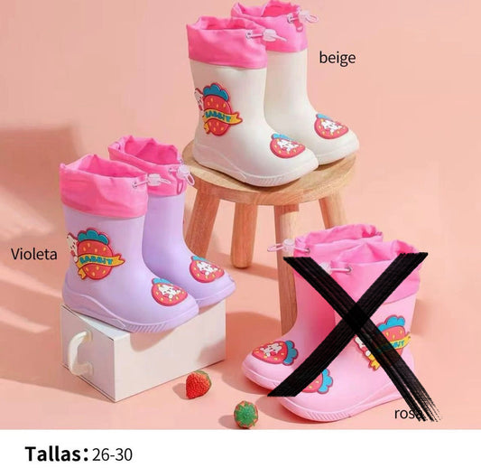 310226/28 - $165 por par (Caja con 10 pares por color) Bota de lluvia para niños #15-19 MX