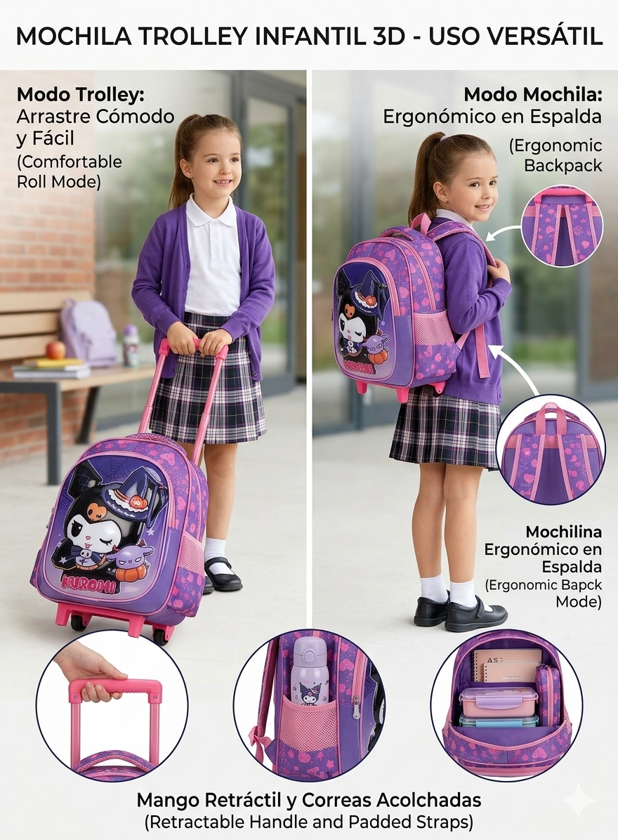 50231 - $200 c/u (Bulto con 30 pzas.) compartimento mochila 12” doble compartimento con carrito