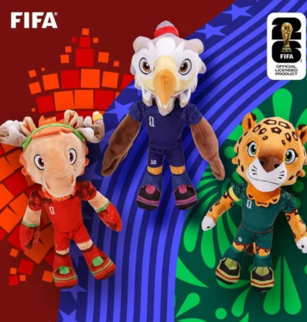 LU88271 - $65 c/u (Caja con 50 pzas.) Mascota de peluche de la Copa Mundial de Fútbol de 2026 (tamaño grande), 25-28 cm