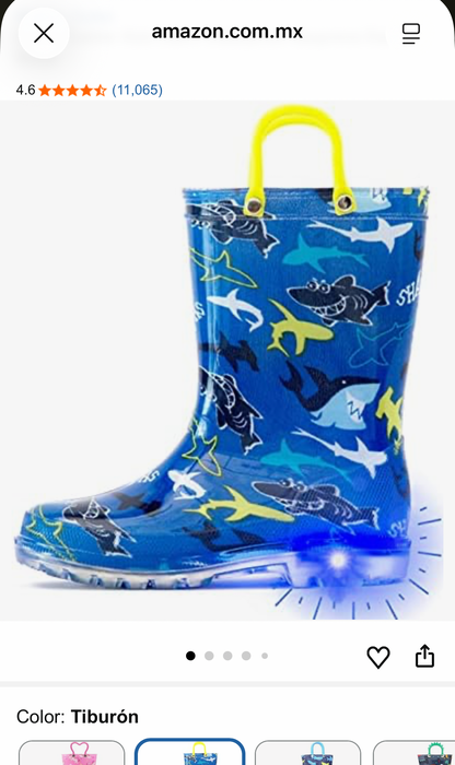 310203/06 - $195 por par (Caja con 10 pares por color) Botas de lluvia para niños de PVC