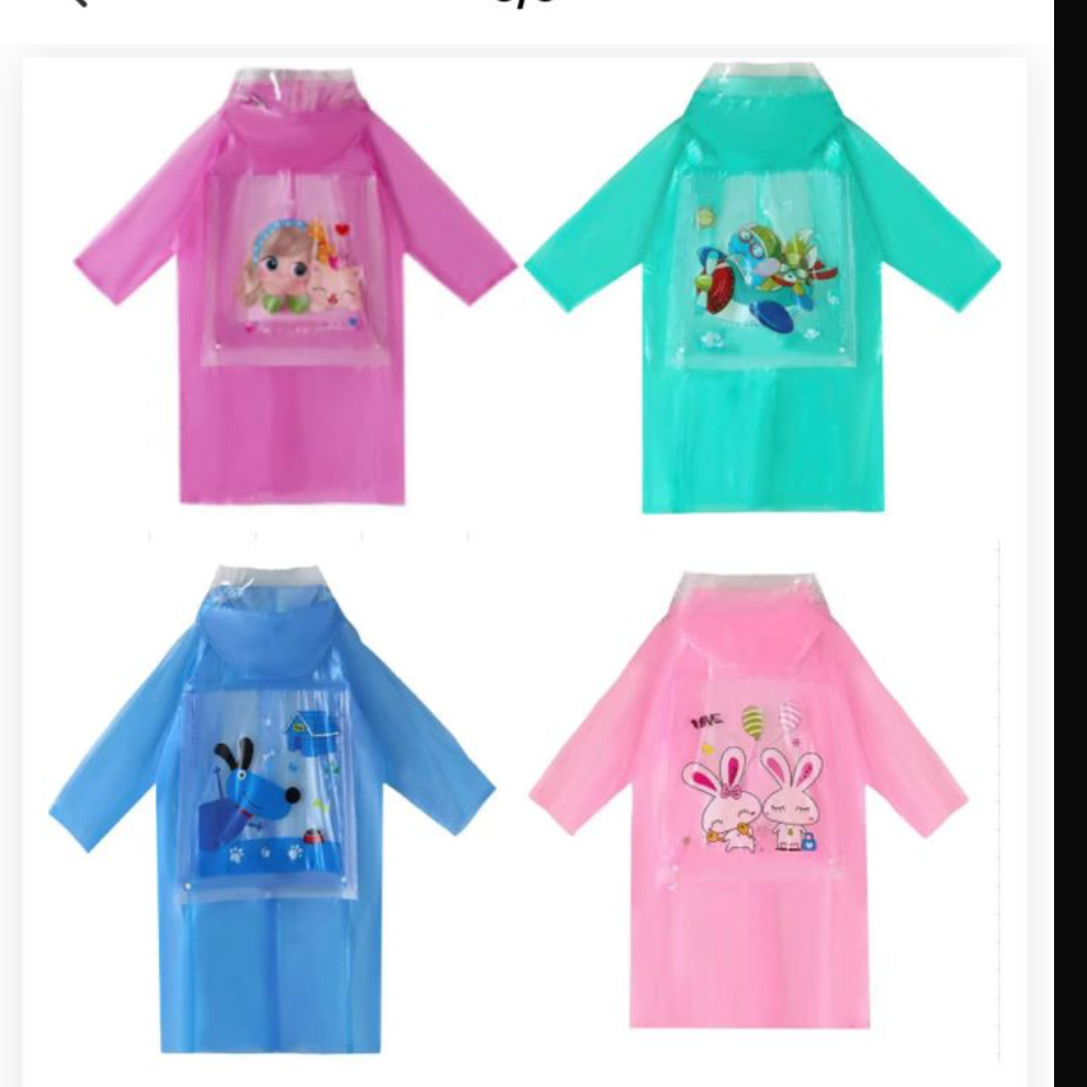 YC-50258 $39 por pieza (bulto con 150 piezas) impermeable largo infantiles con botones y dibujos animados