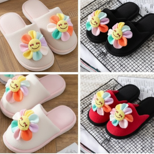 4044- Desde $110 por par #3-6 Pantufla para Dama con flor de colores