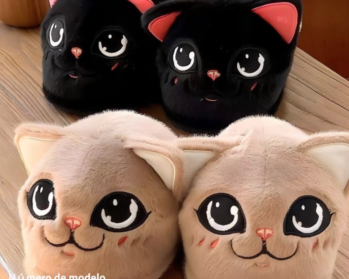 2154- Desde $135 por par #4-7 pantufla de cabeza grande de gato para Dama