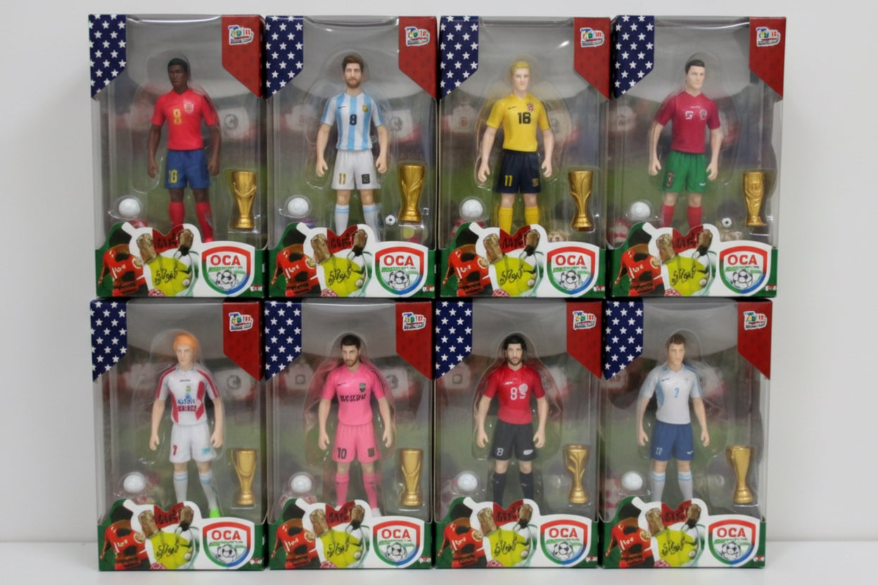 LU99072- $25CU (Caja con 100 piezas) Set de figuras de futbol de la Copa Mundial FIFA2026 embalaje individual en caja de color 13 cm/ 5 pulgadas.